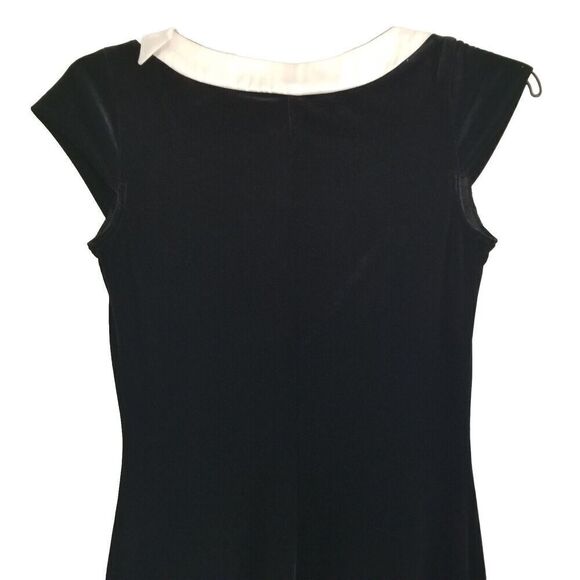 Vintage Componix Womens Small Dress Black Velour White Collar Capsleeve Holiday - Picture 4 of 4